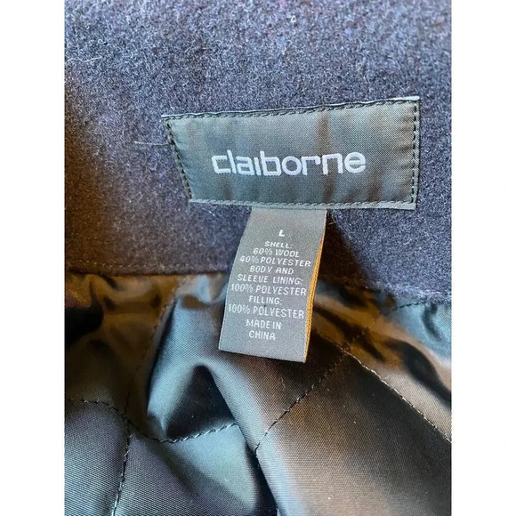 Claiborne Wool Blend Trench Double Breasted Coat Women Size L-1X Pockets - Picture 4 of 6